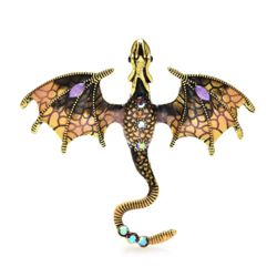 Brown Dragon Pin/Pendant - Enamel and Rhinestones Brown Dragon Pin/Pendant - Enamel and Rhinestones